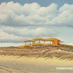 CONTEMPORARY BEACH SCENE, oil on canvas, 16 X 20"