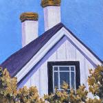 TWIN CHIMNEYS acrylic on board 3 x 4