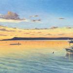 HARBOR GLOW  oil on canvas  12 x 24"